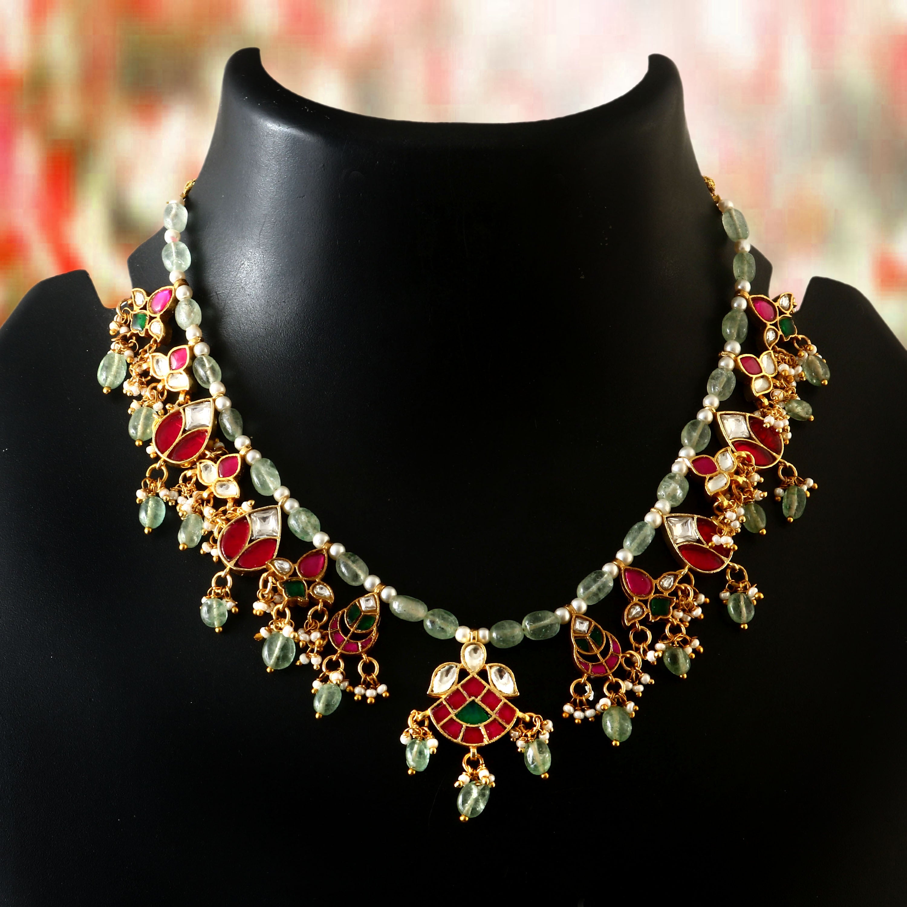 NK-191 - Jadau Kundan Necklace with Emerald