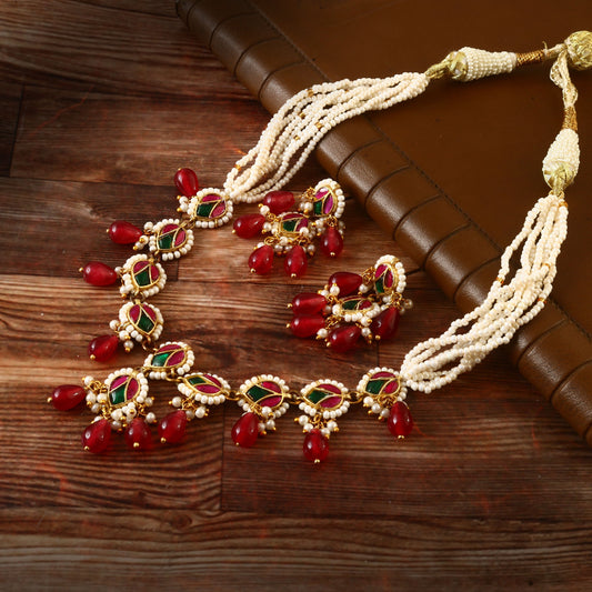 NK-192 - Jadau Kundan Necklace with Emerald