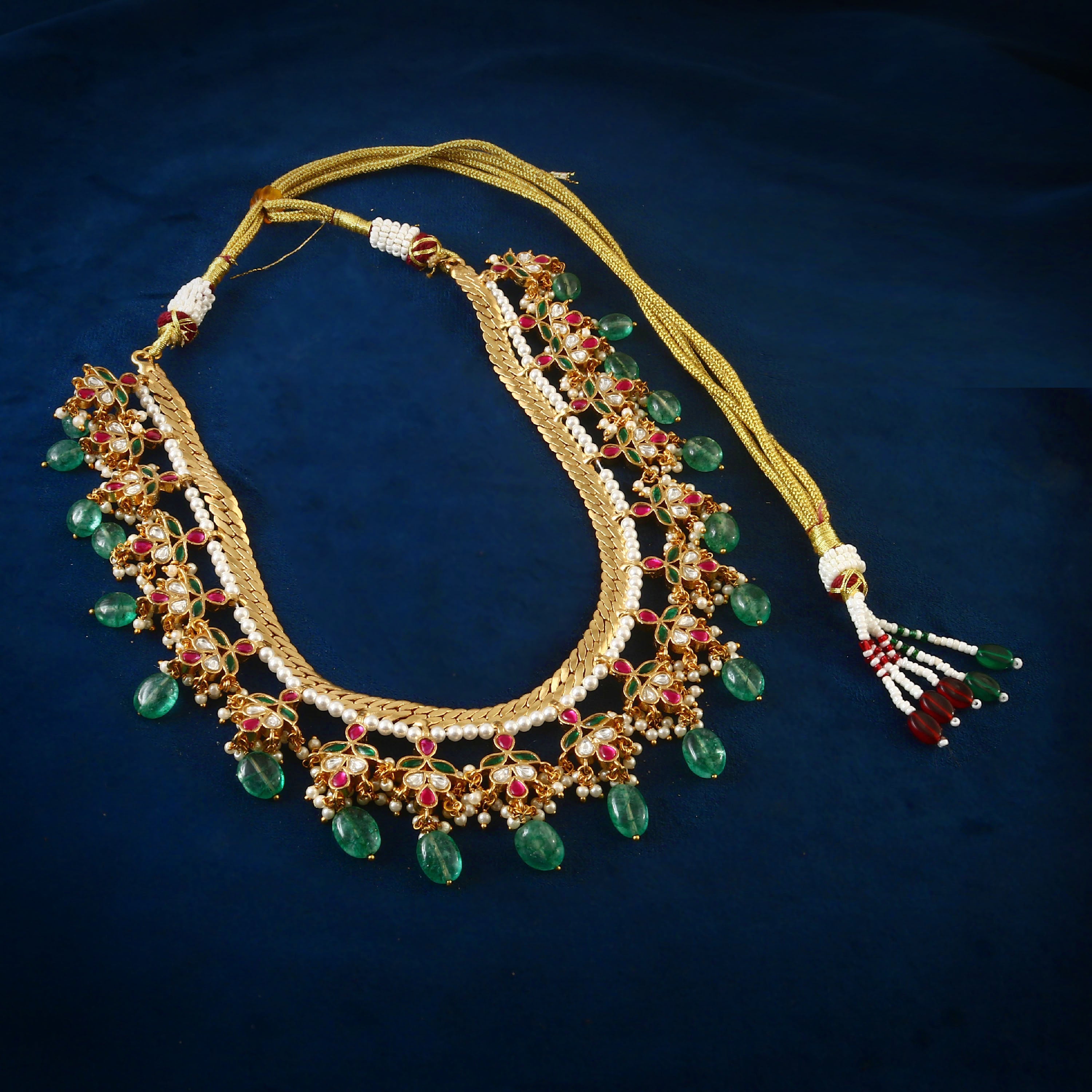 NK-195 - Jadau Kundan Necklace with Emerald