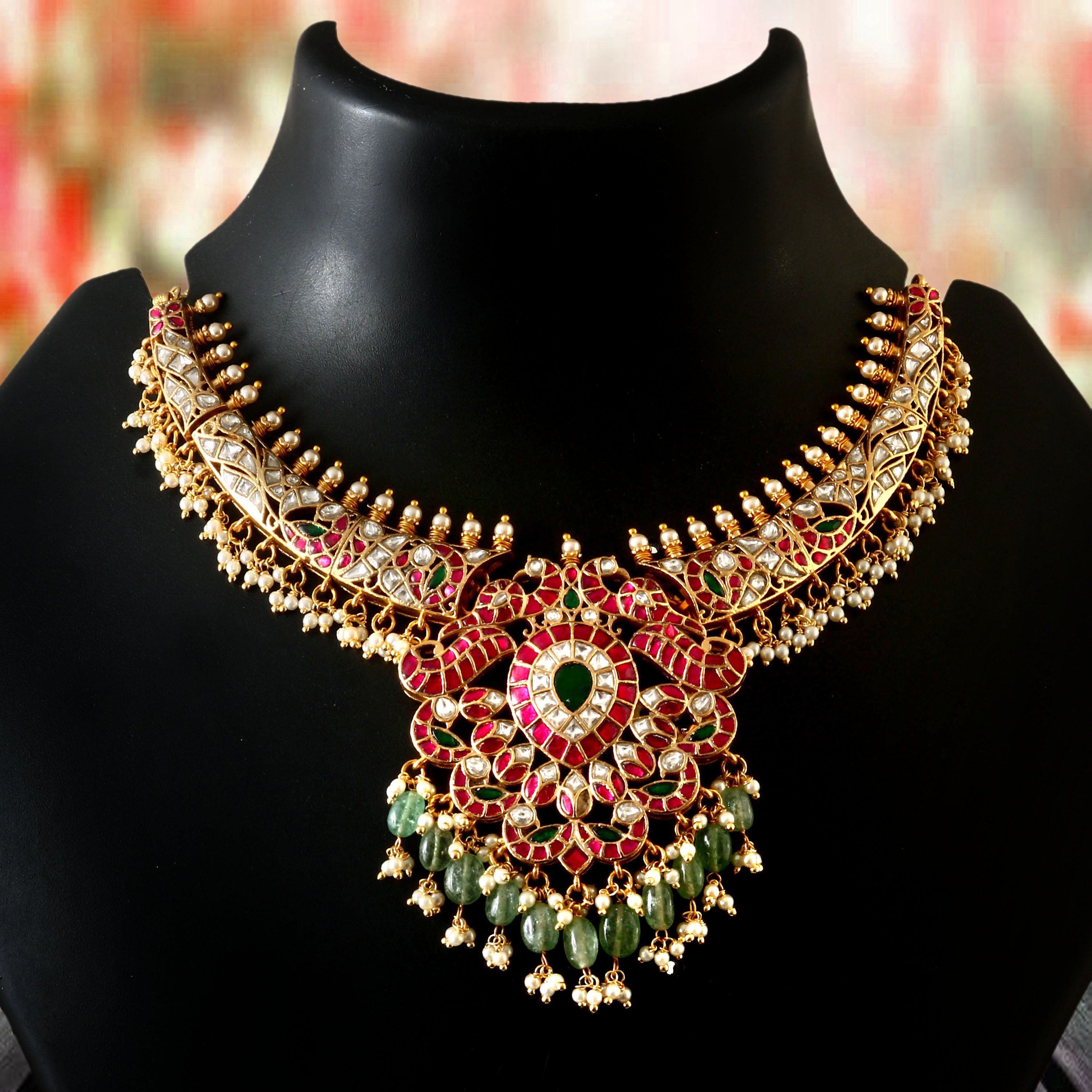 NK-196 - Jadau Kundan Necklace with Emerald