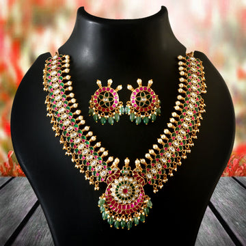 NK-197 - Jadau Kundan Necklace with Emerald