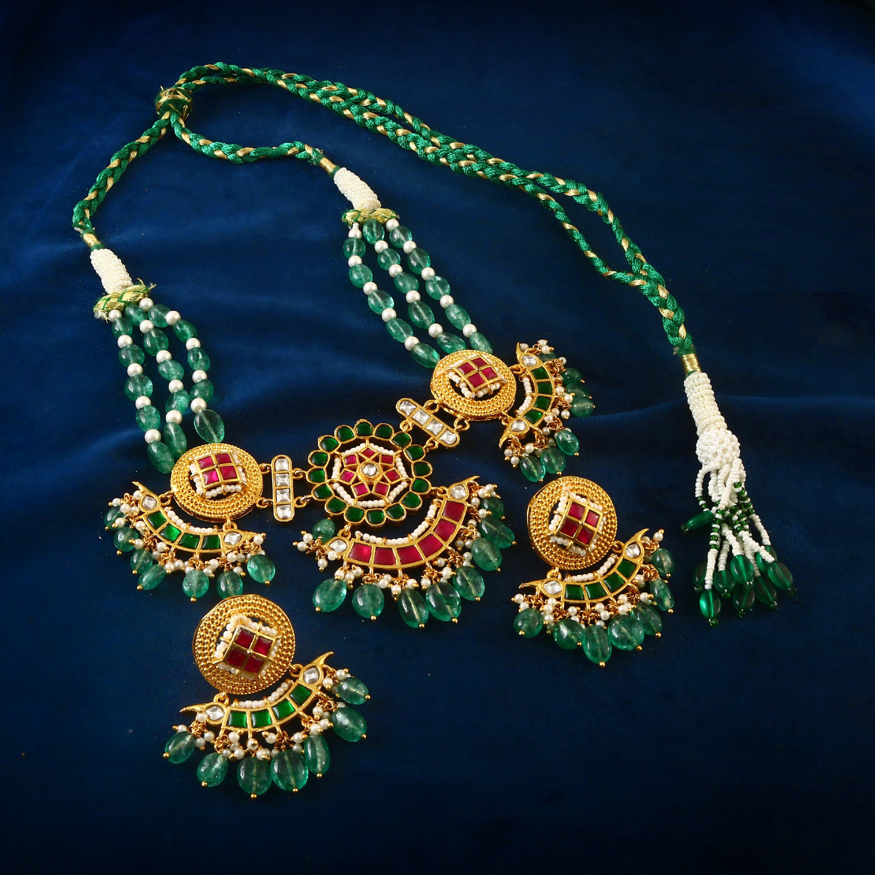 NK-198 - Jadau Kundan Necklace with Emerald