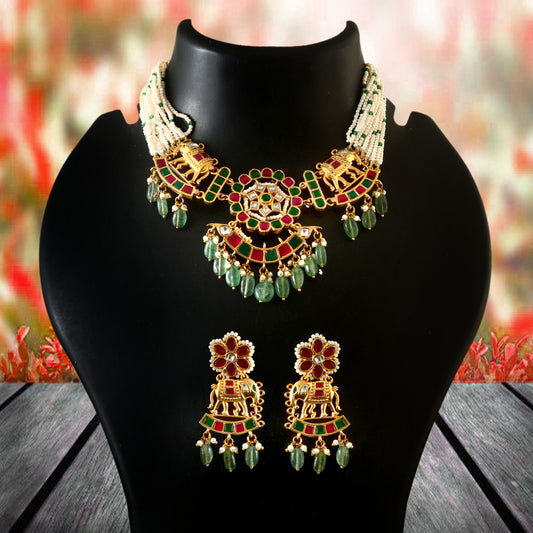 NK-200 - Jadau Kundan Necklace with Emerald