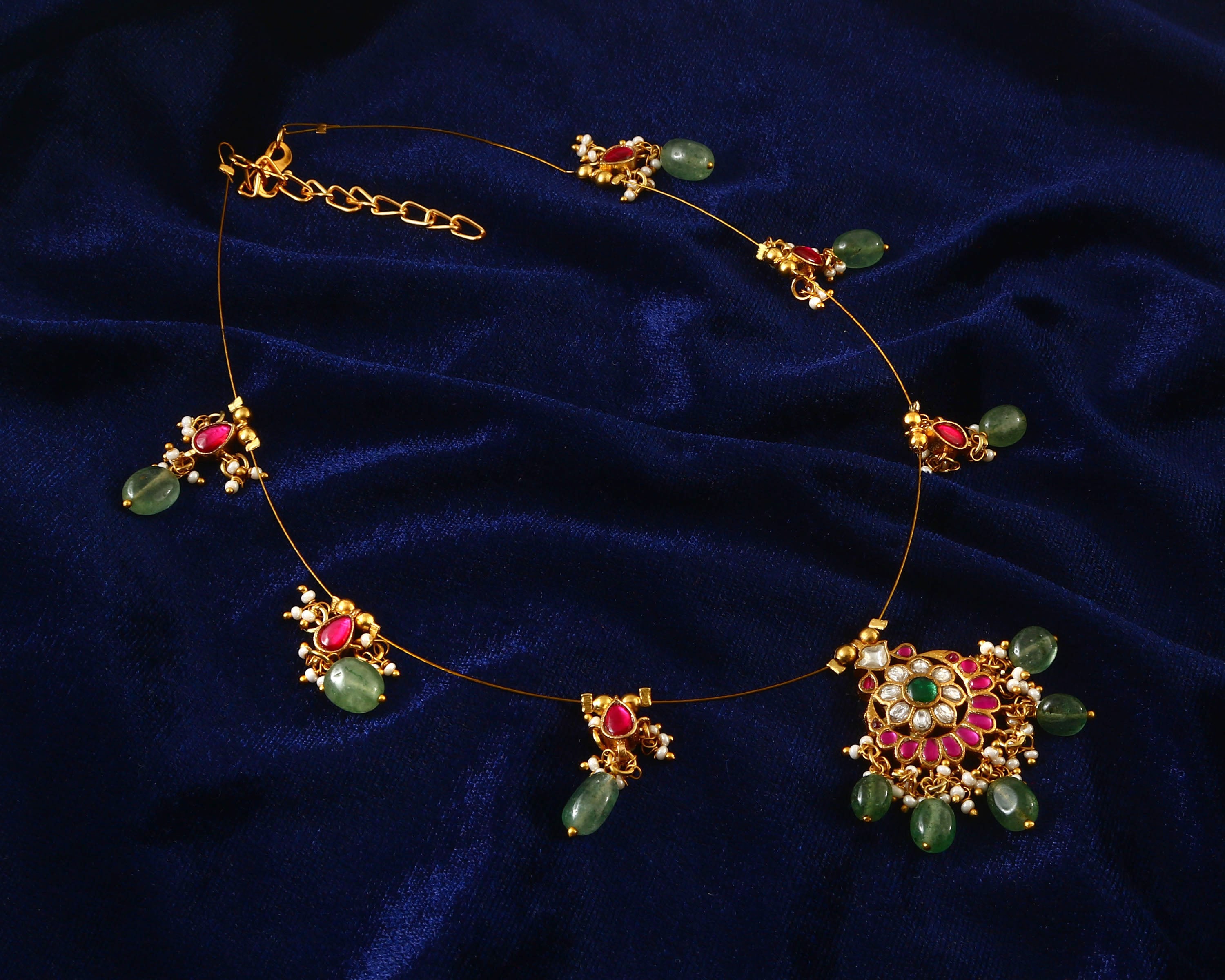 NK-205 - Jadau Kundan Necklace with Emerald