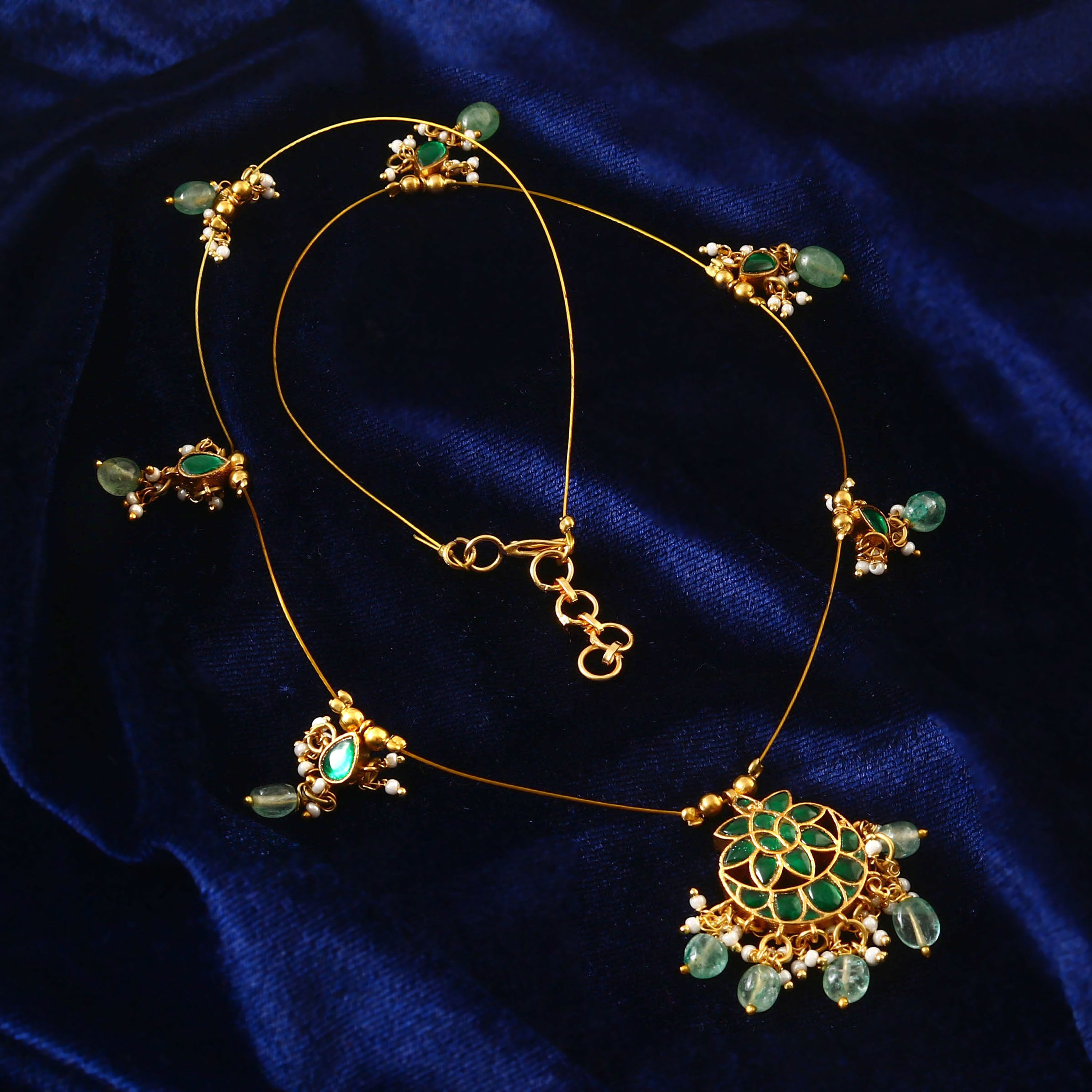 NK-208 - Jadau Kundan Necklace with Emerald