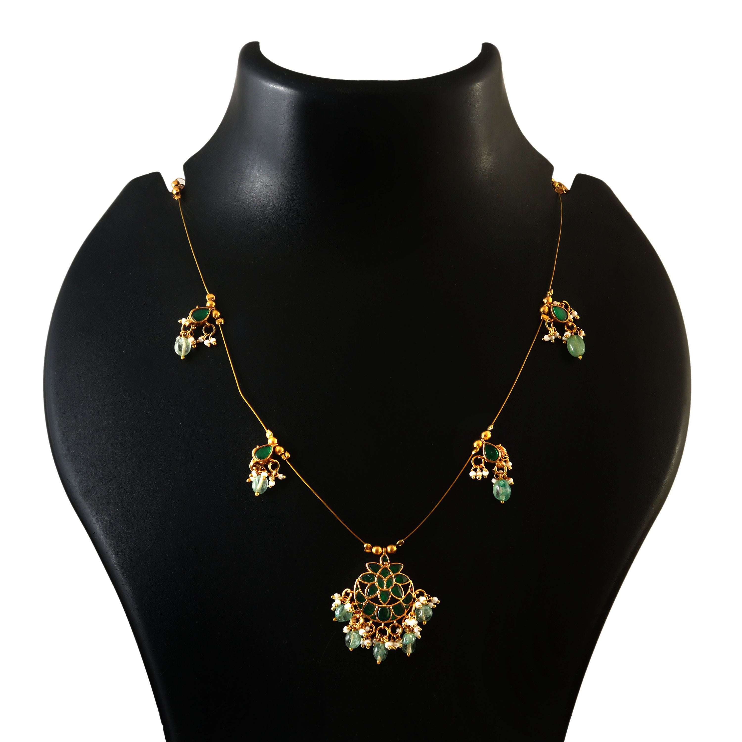 NK-208 - Jadau Kundan Necklace with Emerald