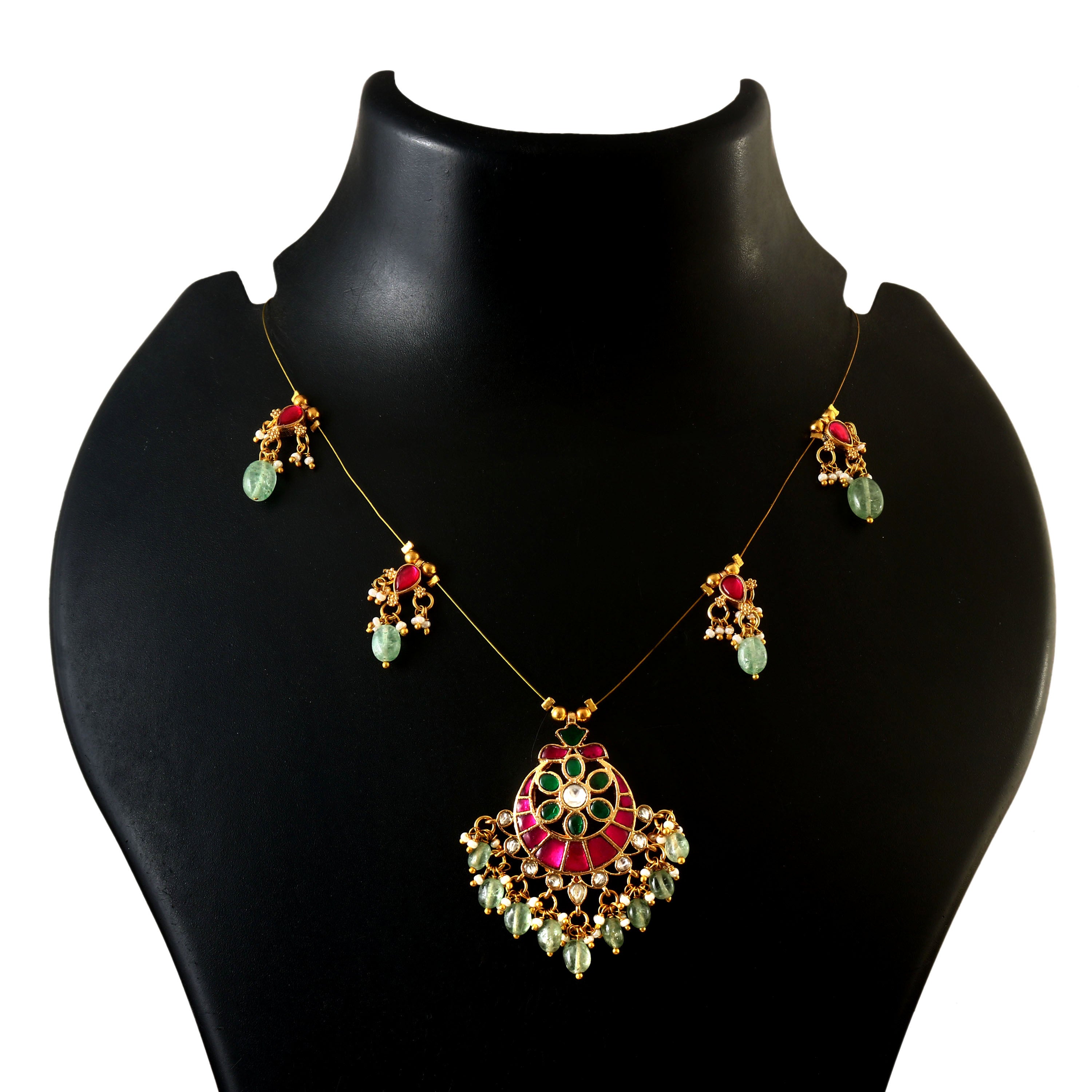 NK-209 - Jadau Kundan Necklace with Emerald