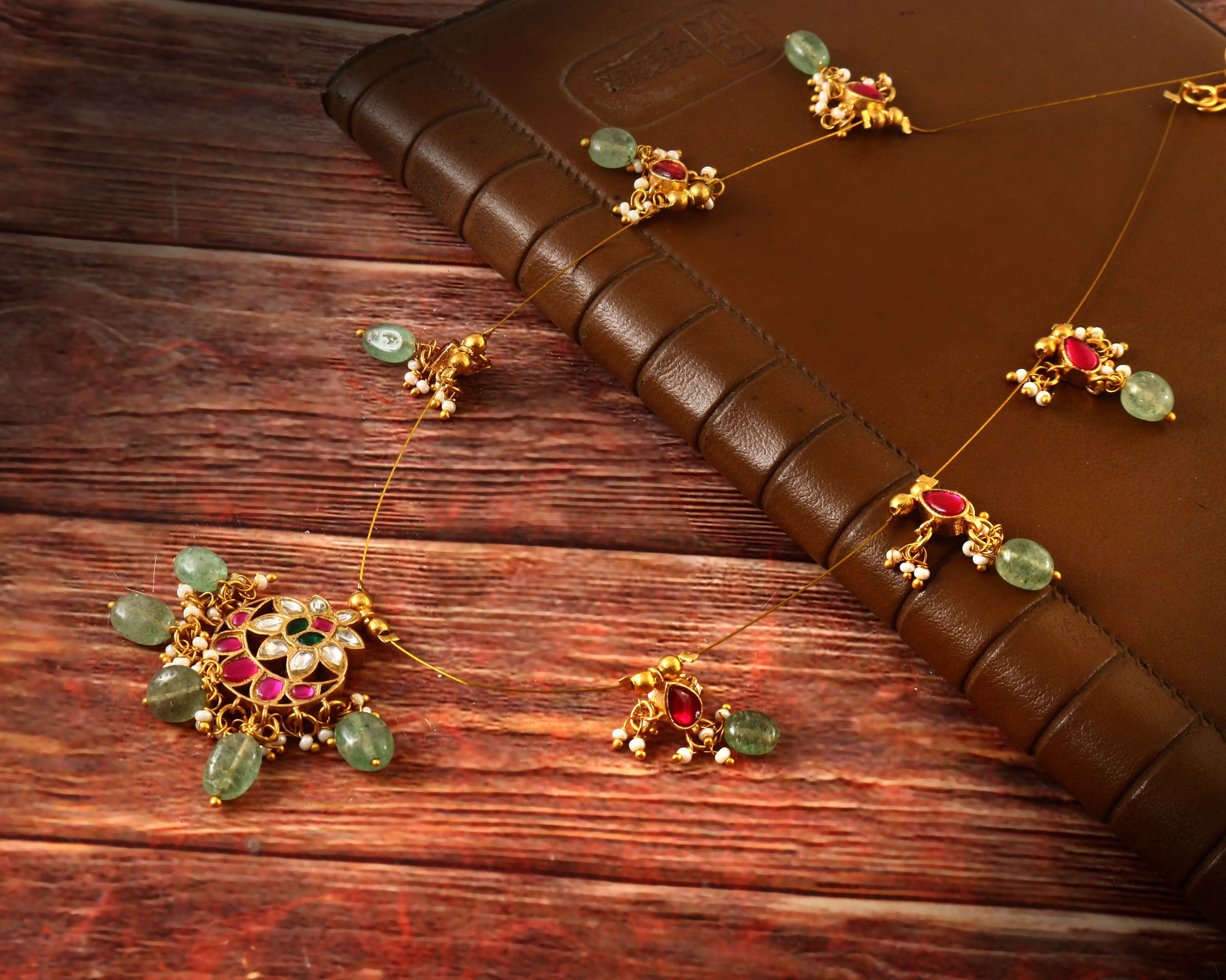 NK-210 - Jadau Kundan Necklace with Emerald