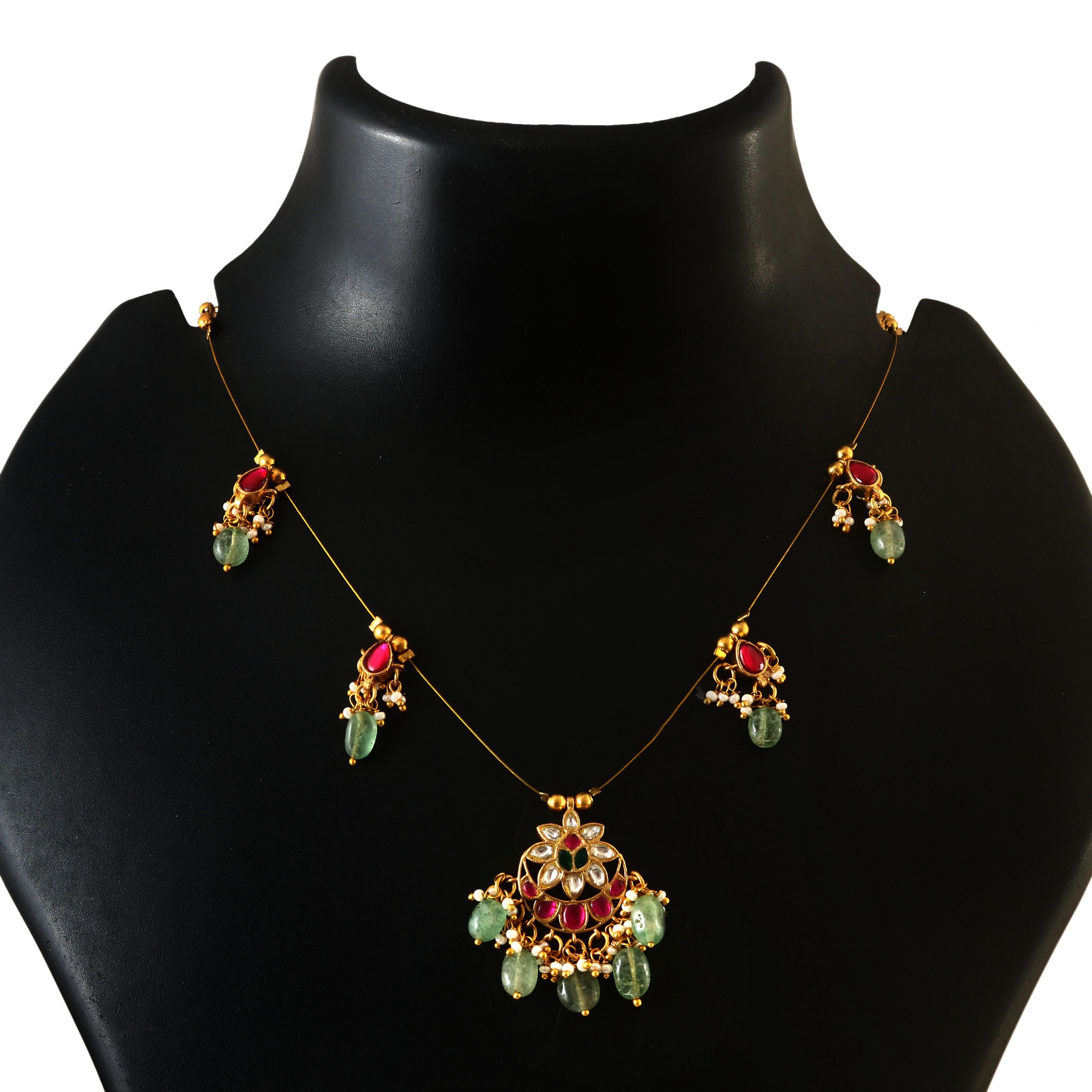 NK-210 - Jadau Kundan Necklace with Emerald