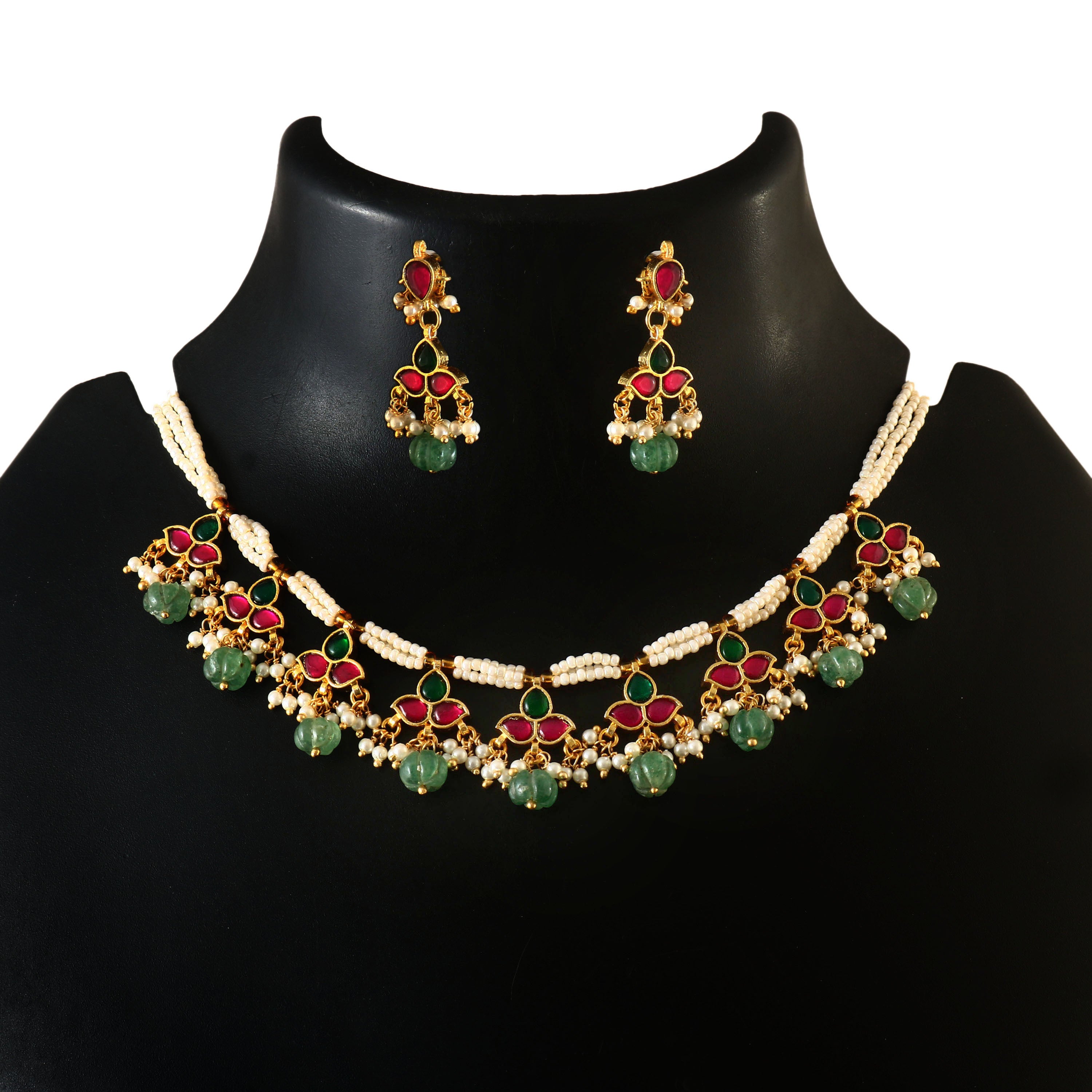 NK-212 - Jadau Kundan Necklace with Emerald