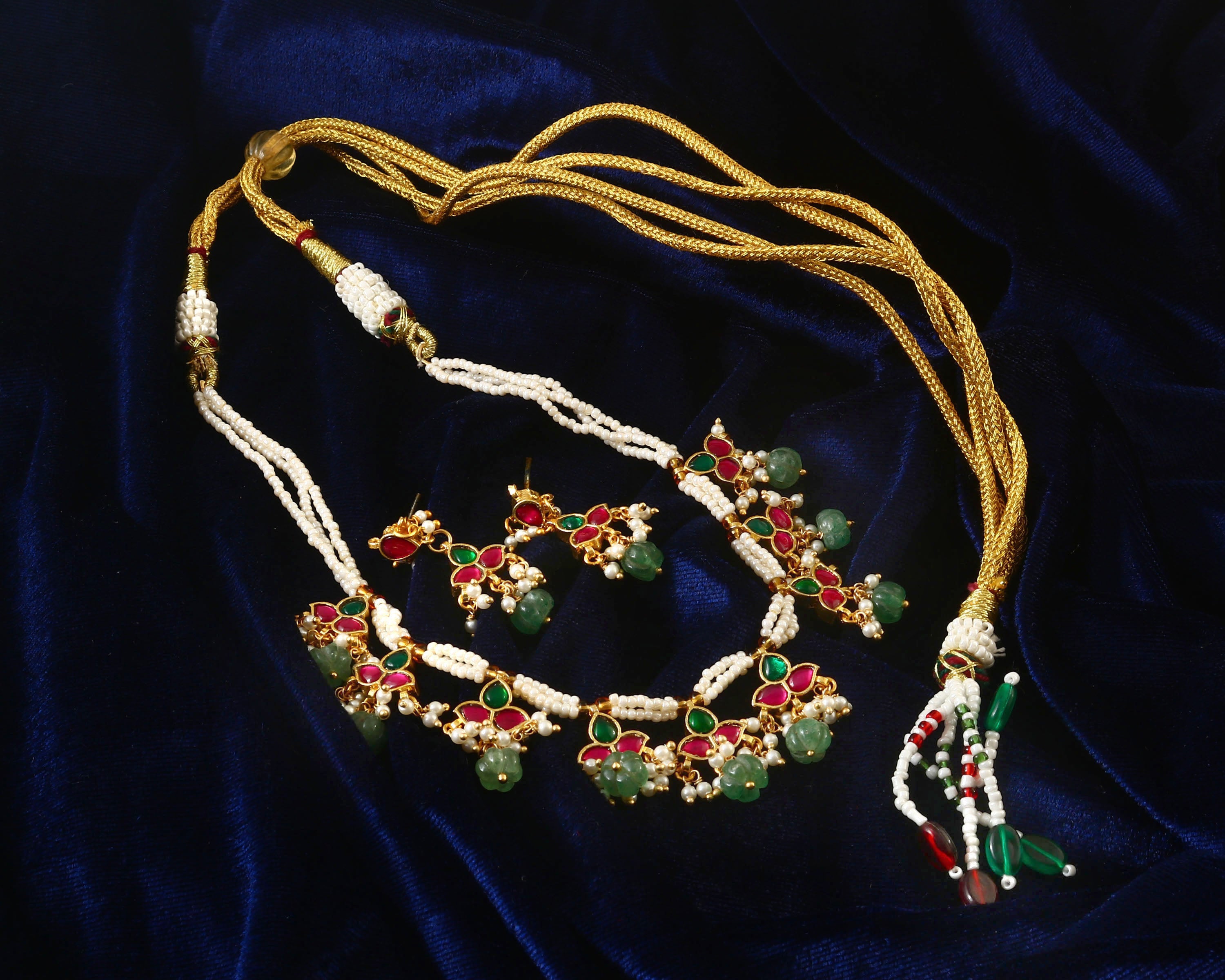 NK-212 - Jadau Kundan Necklace with Emerald