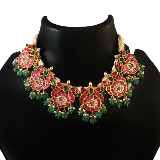 NK-213 - Jadau Kundan Necklace with Emerald