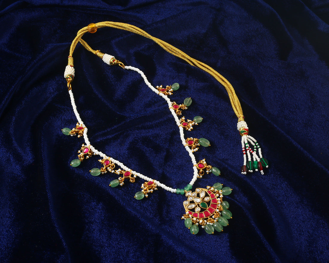 NK-216 - Jadau Kundan Necklace with Emerald
