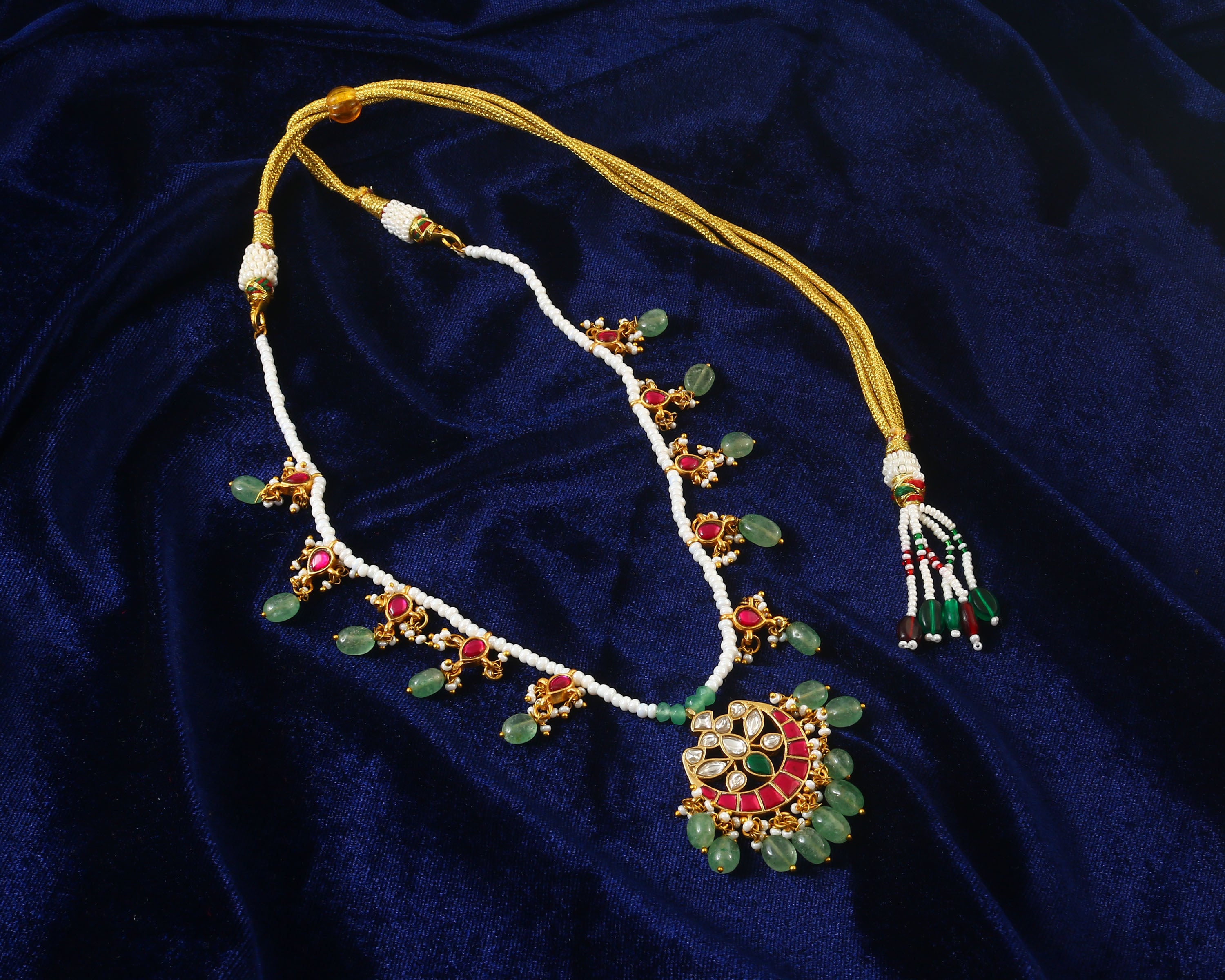 NK-216 - Jadau Kundan Necklace with Emerald