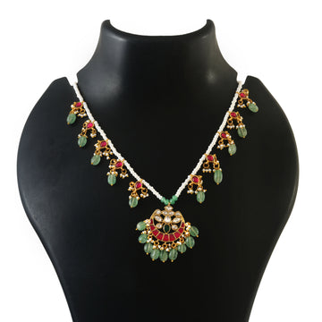 NK-216 - Jadau Kundan Necklace with Emerald