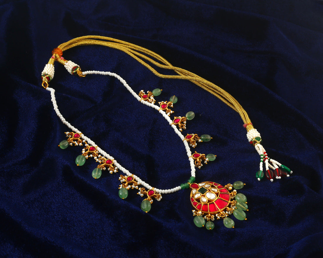 NK-217 - Jadau Kundan Necklace with Emerald