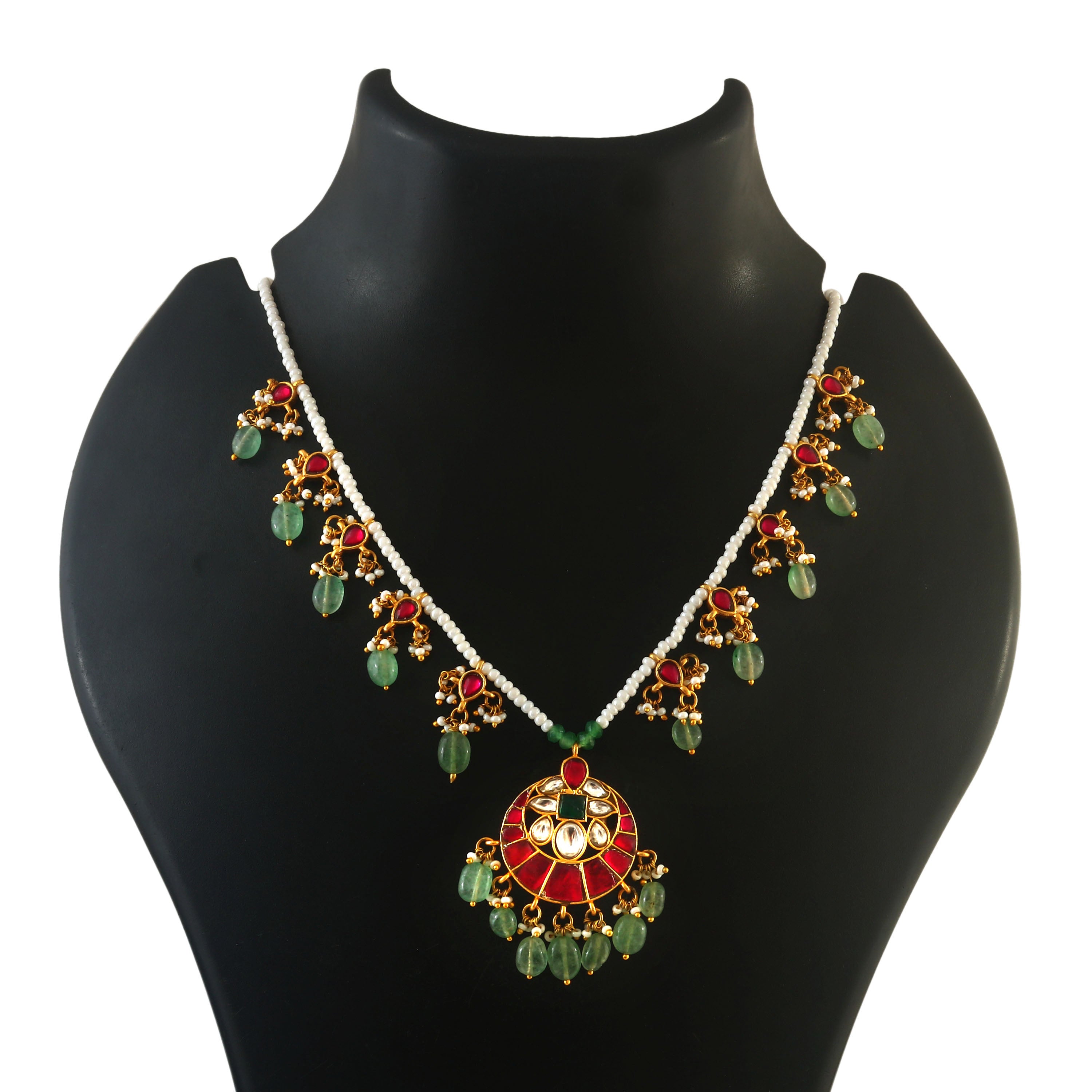 NK-217 - Jadau Kundan Necklace with Emerald