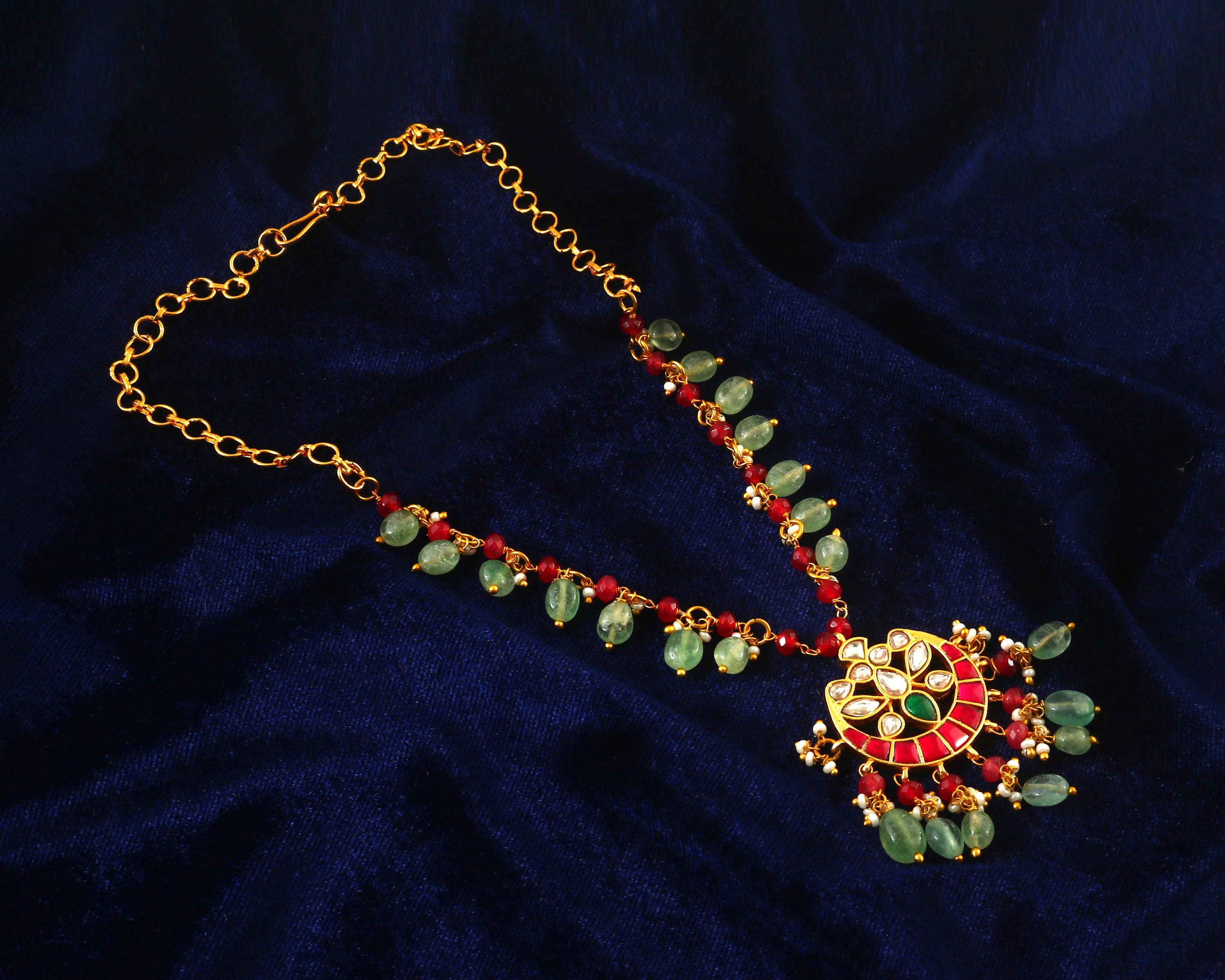 NK-218 - Jadau Kundan Necklace with Emerald