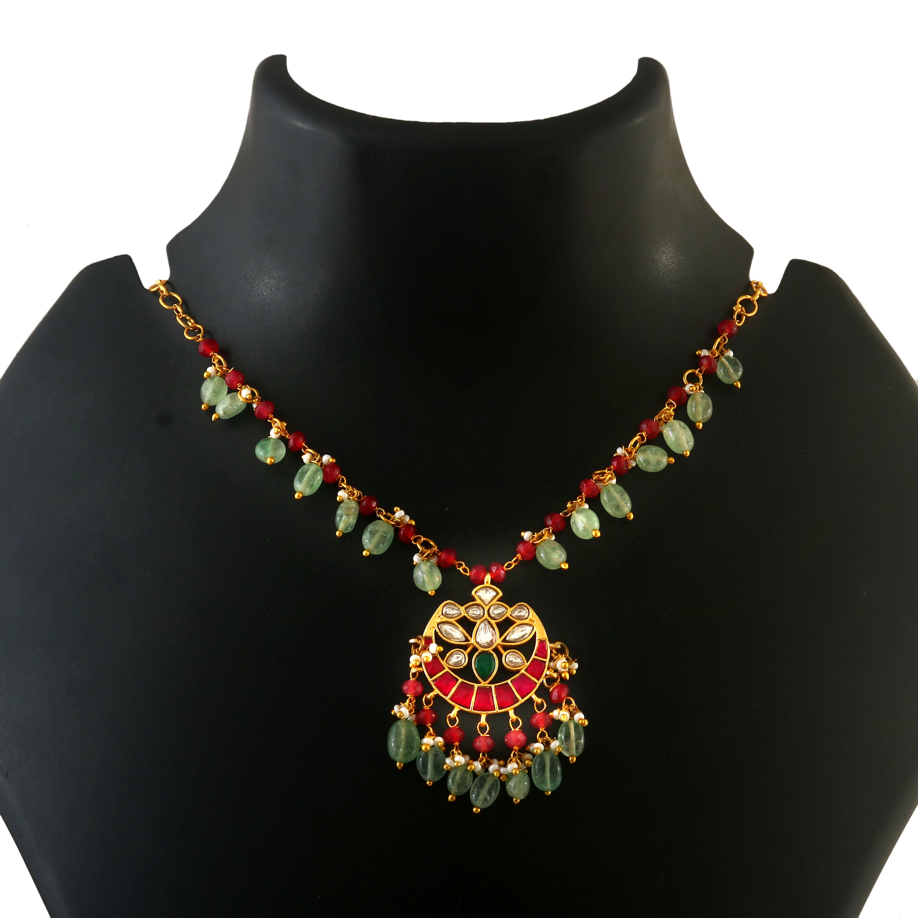 NK-218 - Jadau Kundan Necklace with Emerald