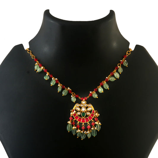 NK-218 - Jadau Kundan Necklace with Emerald