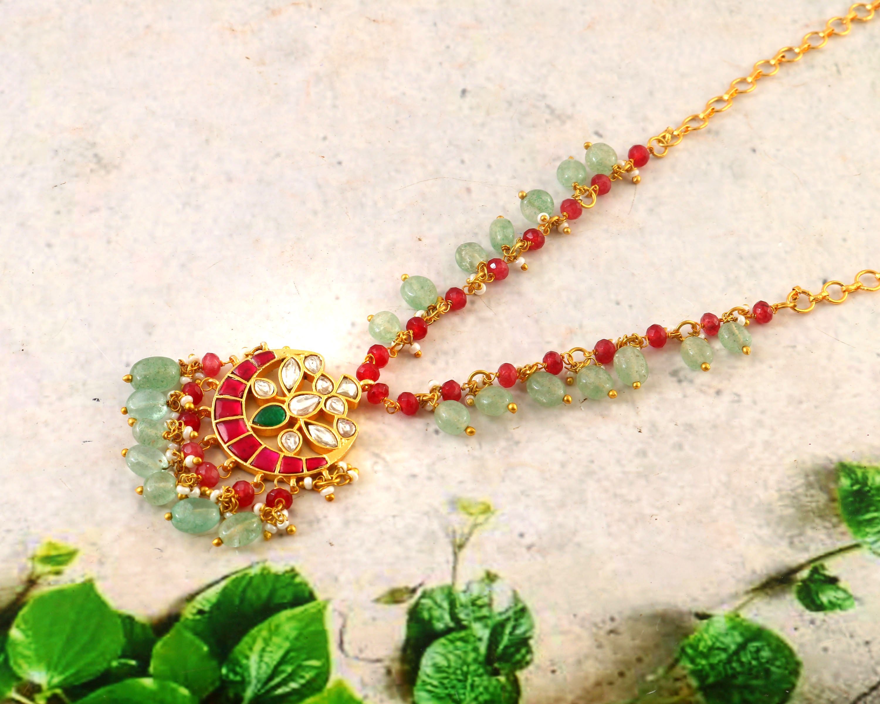 NK-218 - Jadau Kundan Necklace with Emerald