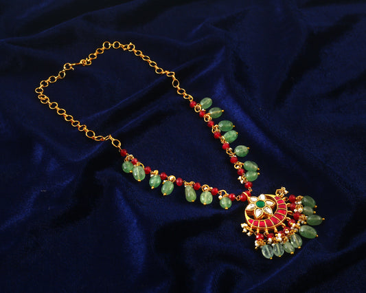 NK-219 - Jadau Kundan Necklace with Emerald