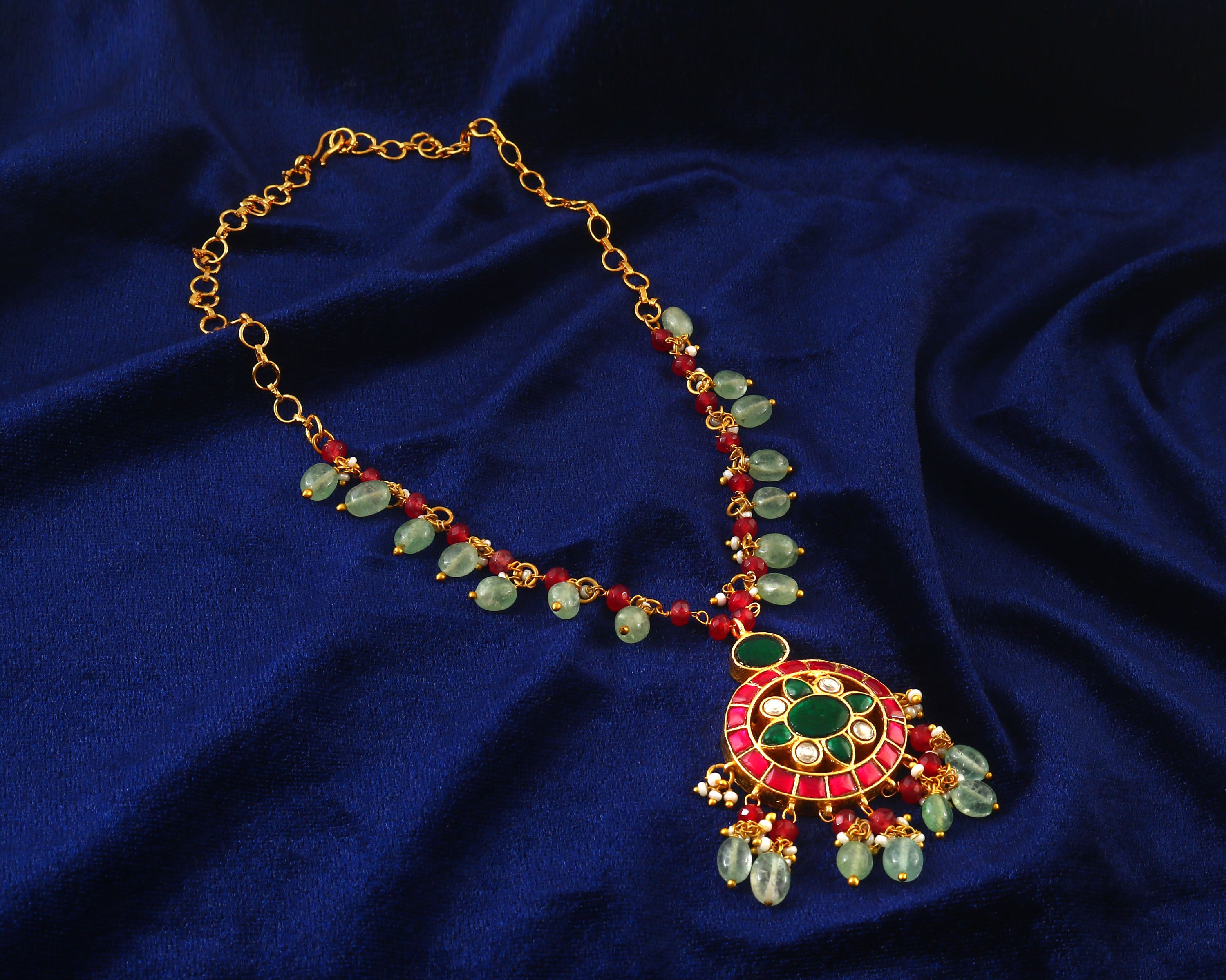 NK-220 - Jadau Kundan Necklace with Emerald
