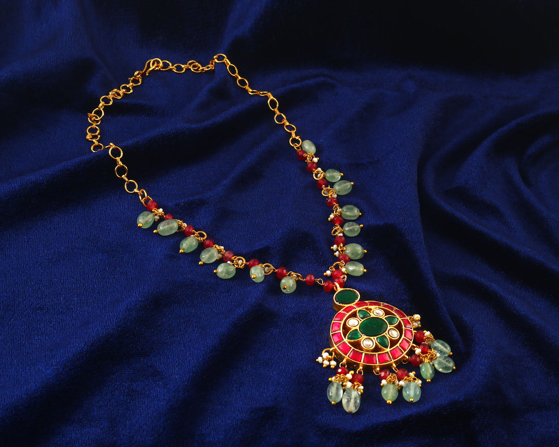 NK-220 - Jadau Kundan Necklace with Emerald