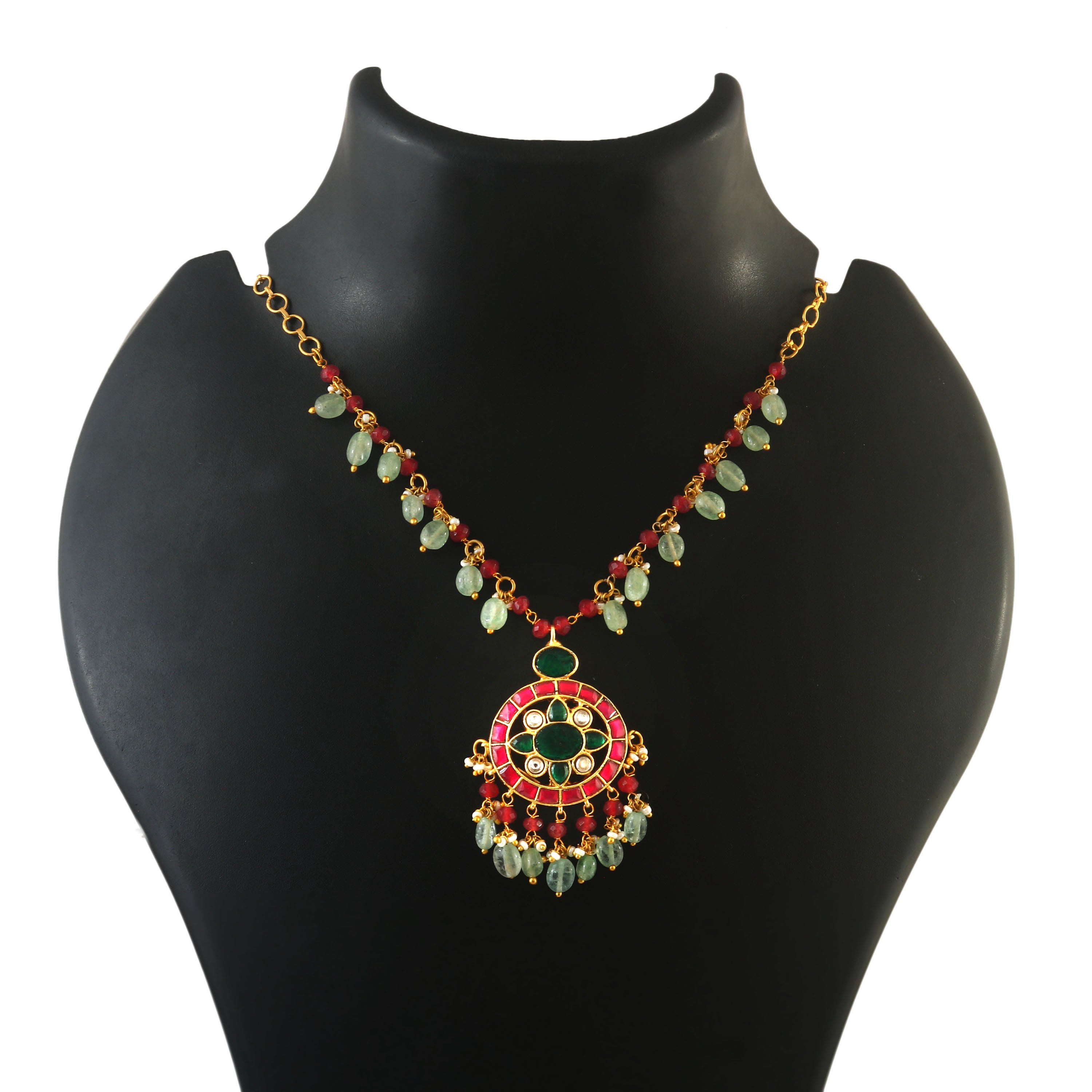NK-220 - Jadau Kundan Necklace with Emerald