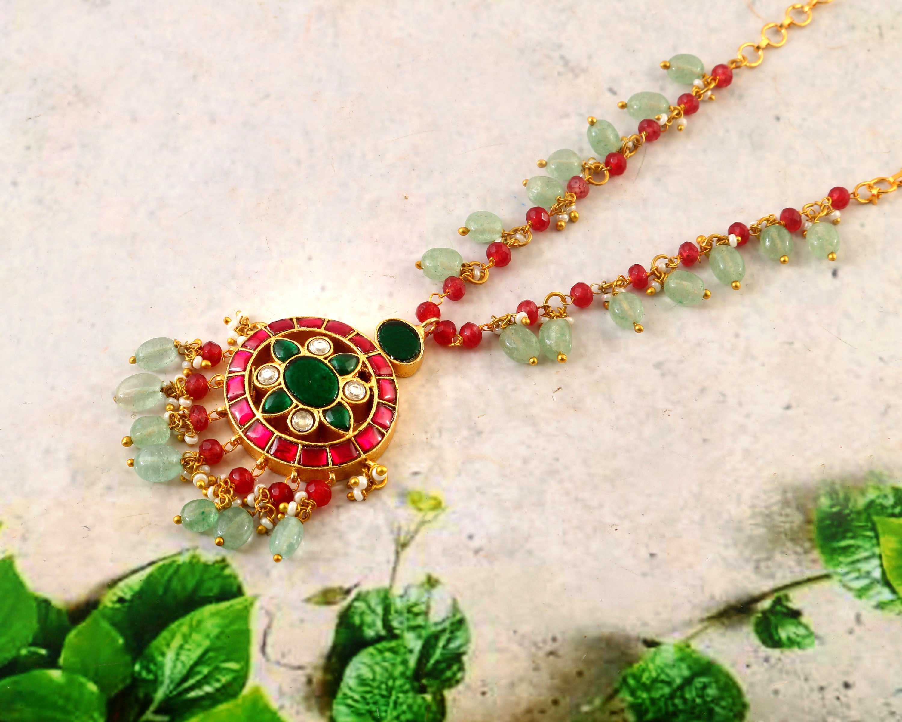 NK-220 - Jadau Kundan Necklace with Emerald