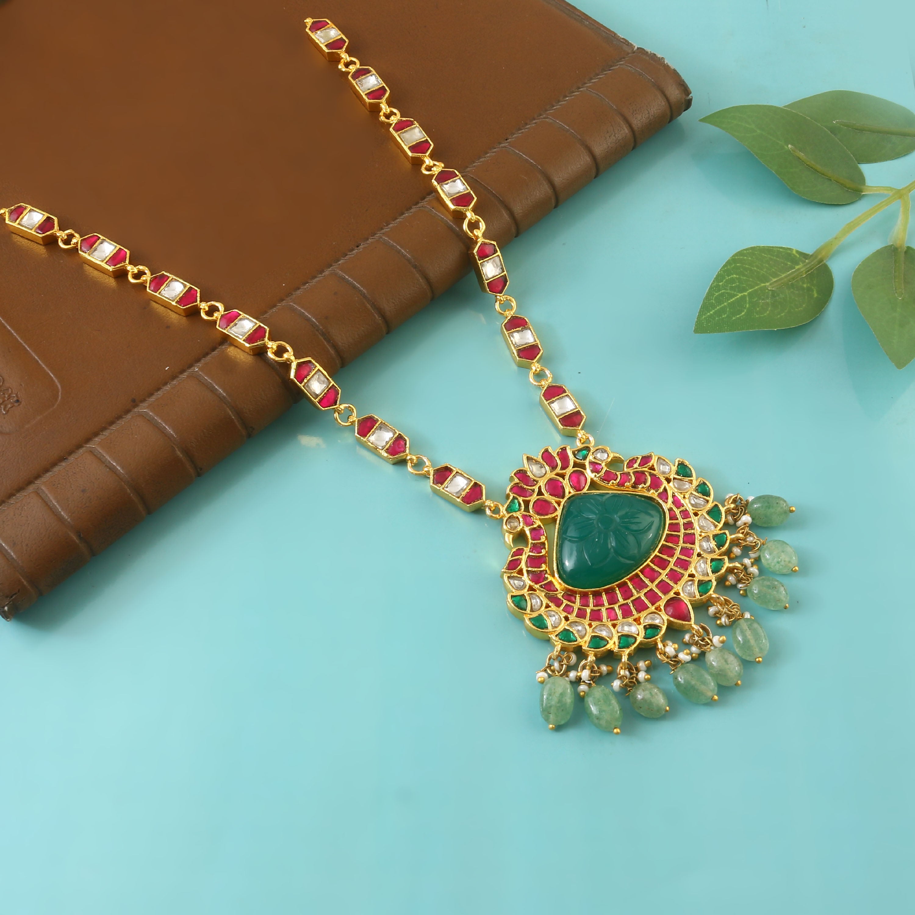NK-221 - Jadau Kundan Necklace with Emerald