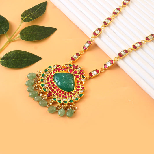 NK-221 - Jadau Kundan Necklace with Emerald