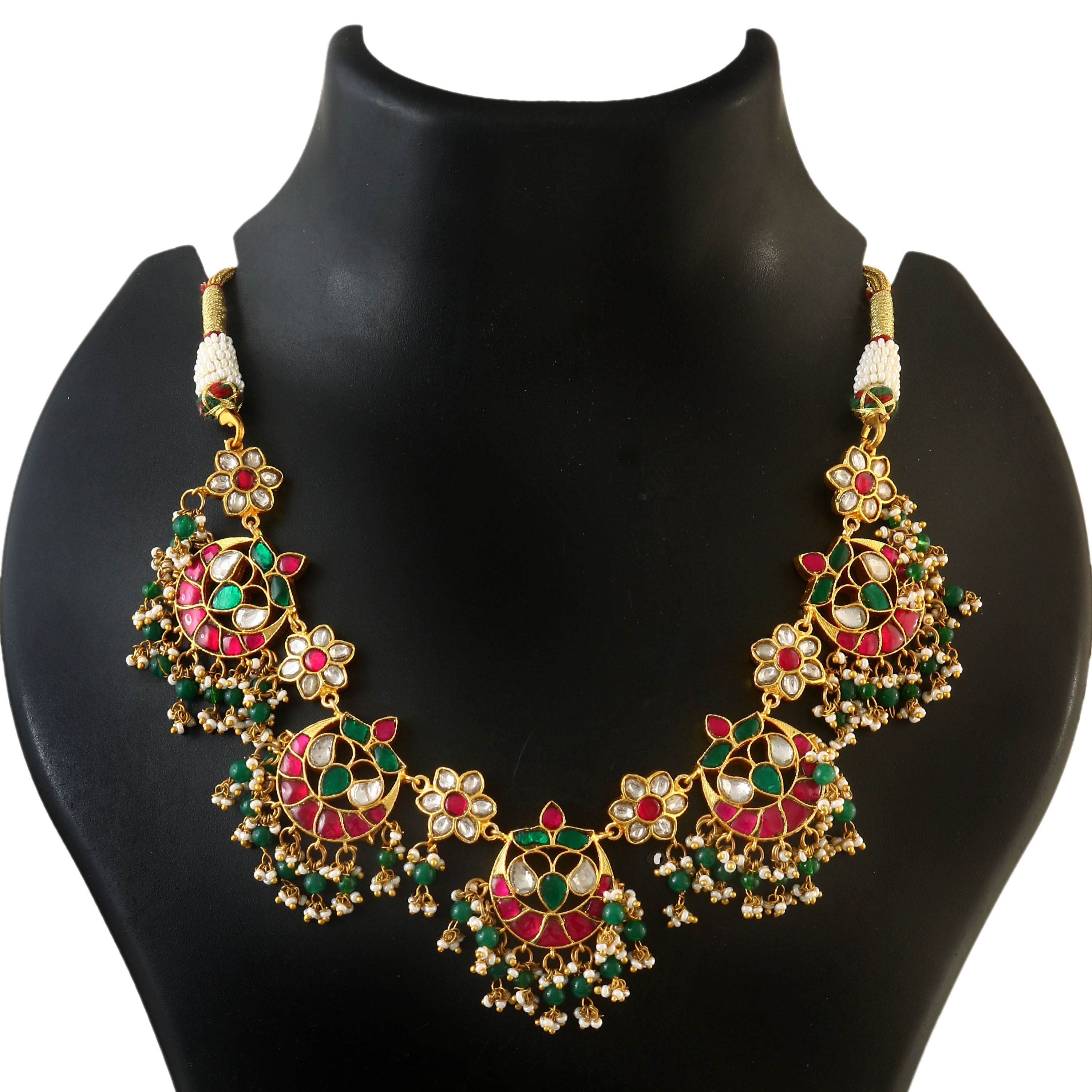 NK-222 - Jadau Kundan Necklace with Emerald