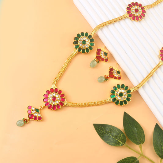 NK-223 - Jadau Kundan Necklace with Emerald