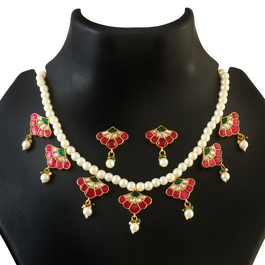 NK-224 - Jadau Kundan Necklace with Emerald