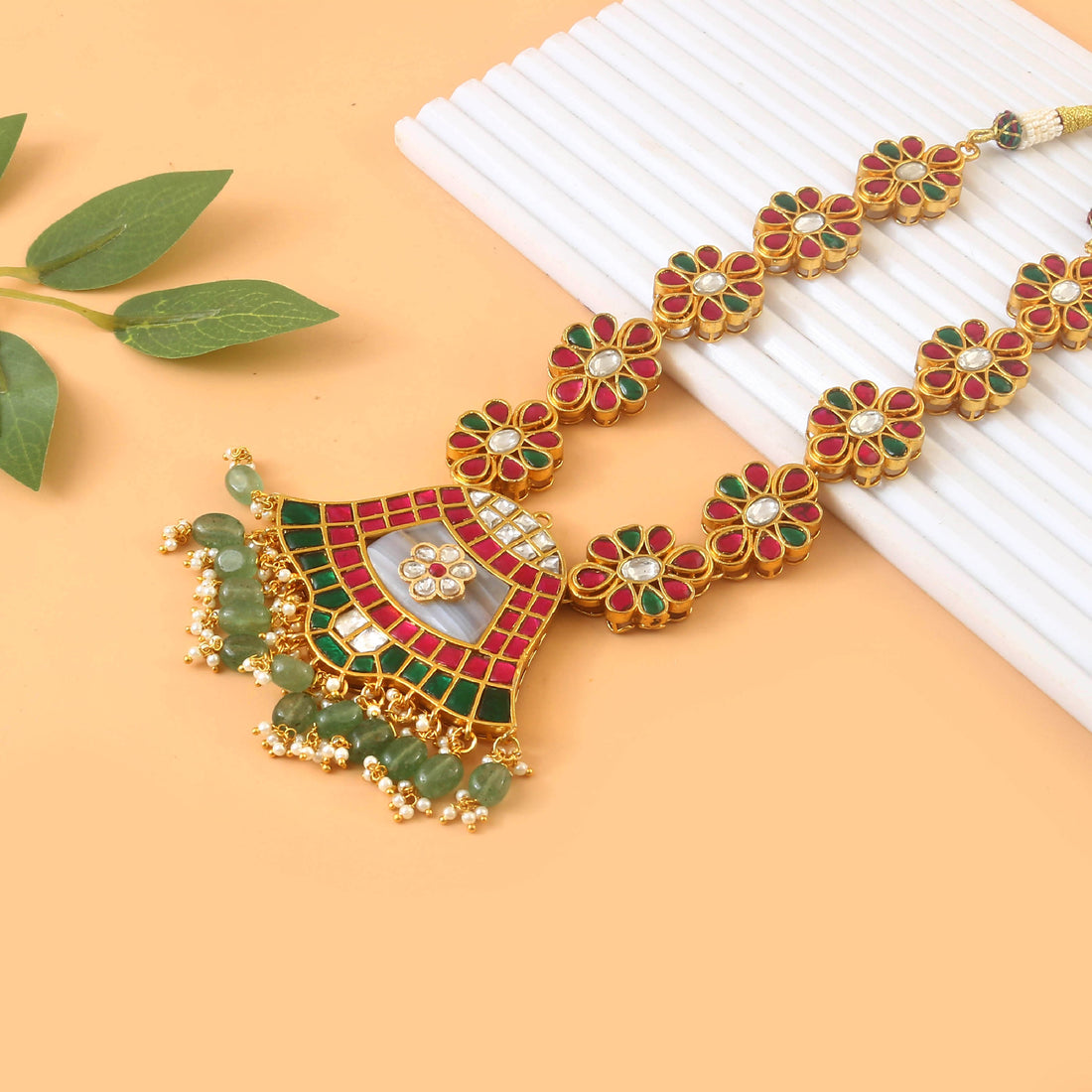 NK-229 - Jadau Kundan Necklace with Emerald