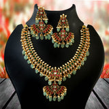 NK-230 - Jadau Kundan Necklace with Emerald