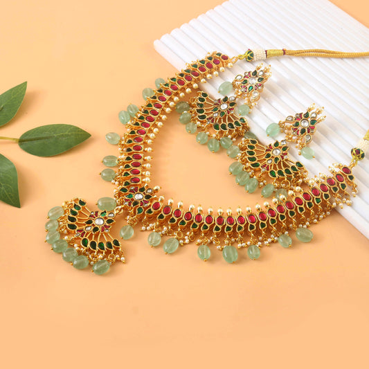 NK-232 - Jadau Kundan Necklace with Emerald