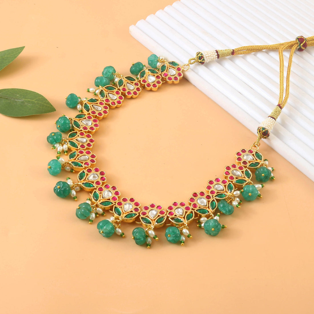NK-233 - Jadau Kundan Necklace with Emerald