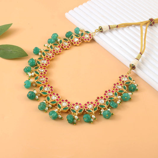 NK-233 - Jadau Kundan Necklace with Emerald