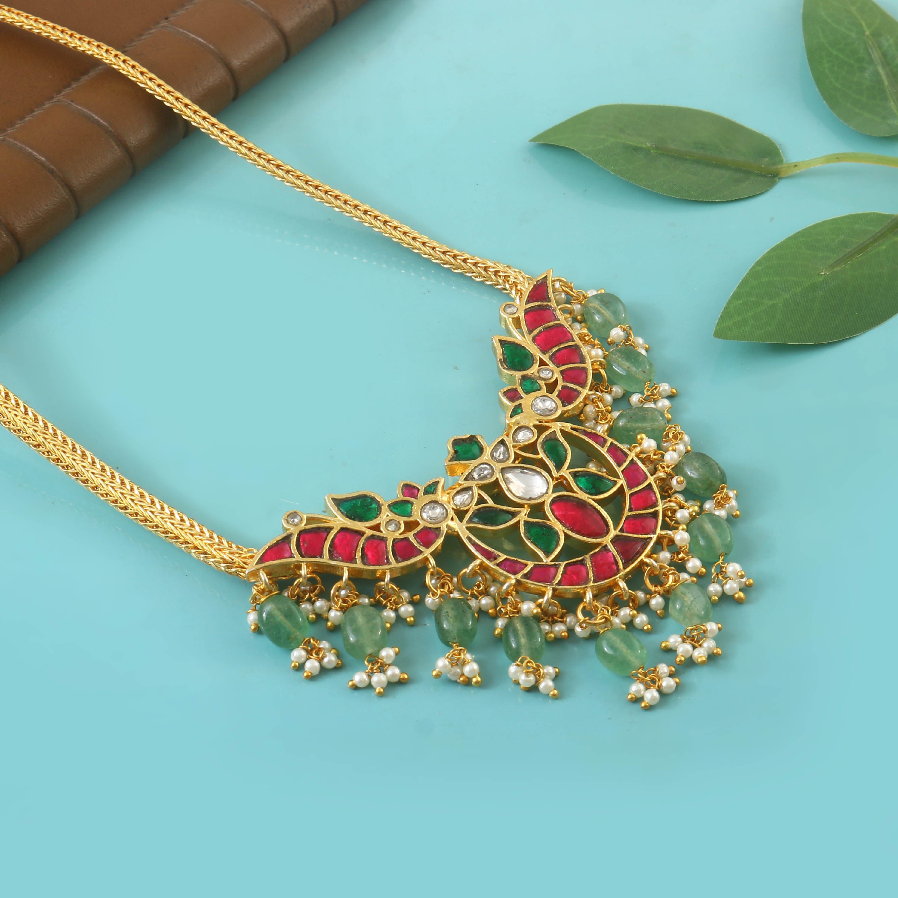 NK-234 - Jadau Kundan Necklace with Emerald