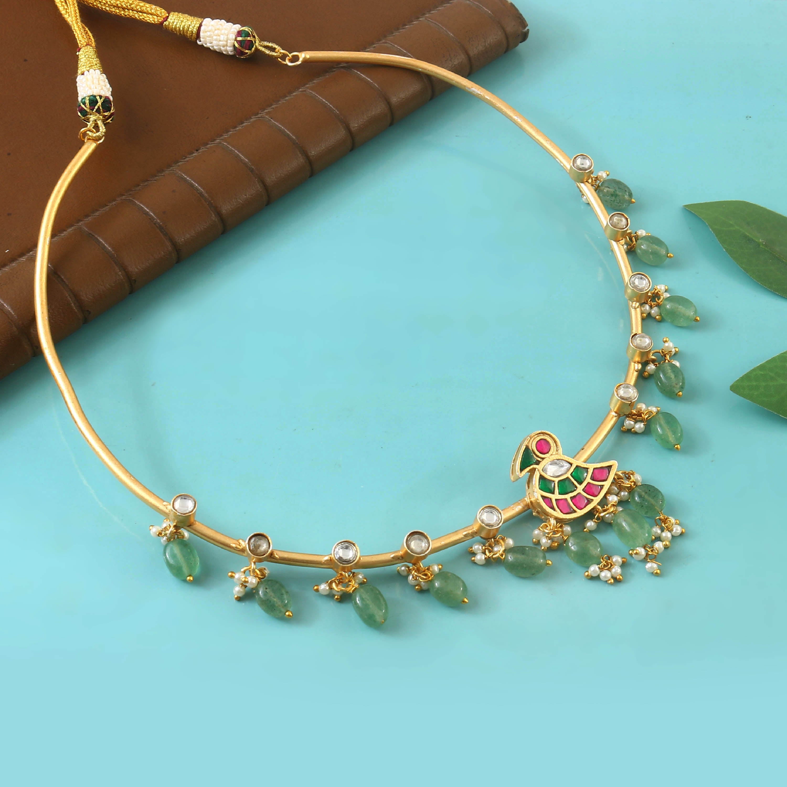 NK-237 - Jadau Kundan Necklace with Emerald