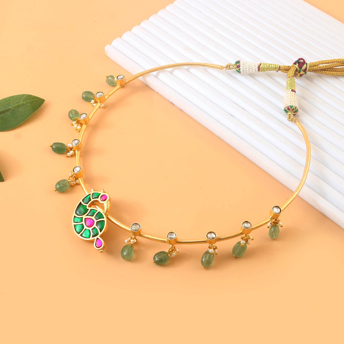 NK-238 - Jadau Kundan Necklace with Emerald