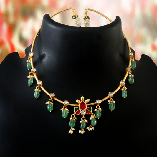 NK-240 - Jadau Kundan Necklace with Emerald