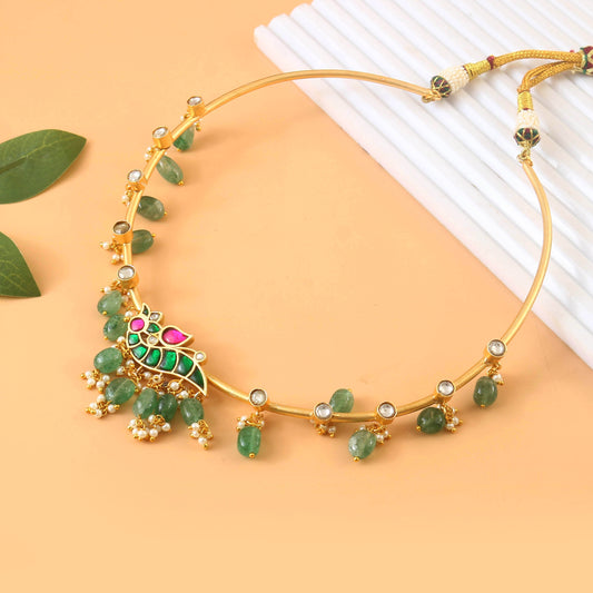 NK-243 - Jadau Kundan Necklace with Emerald