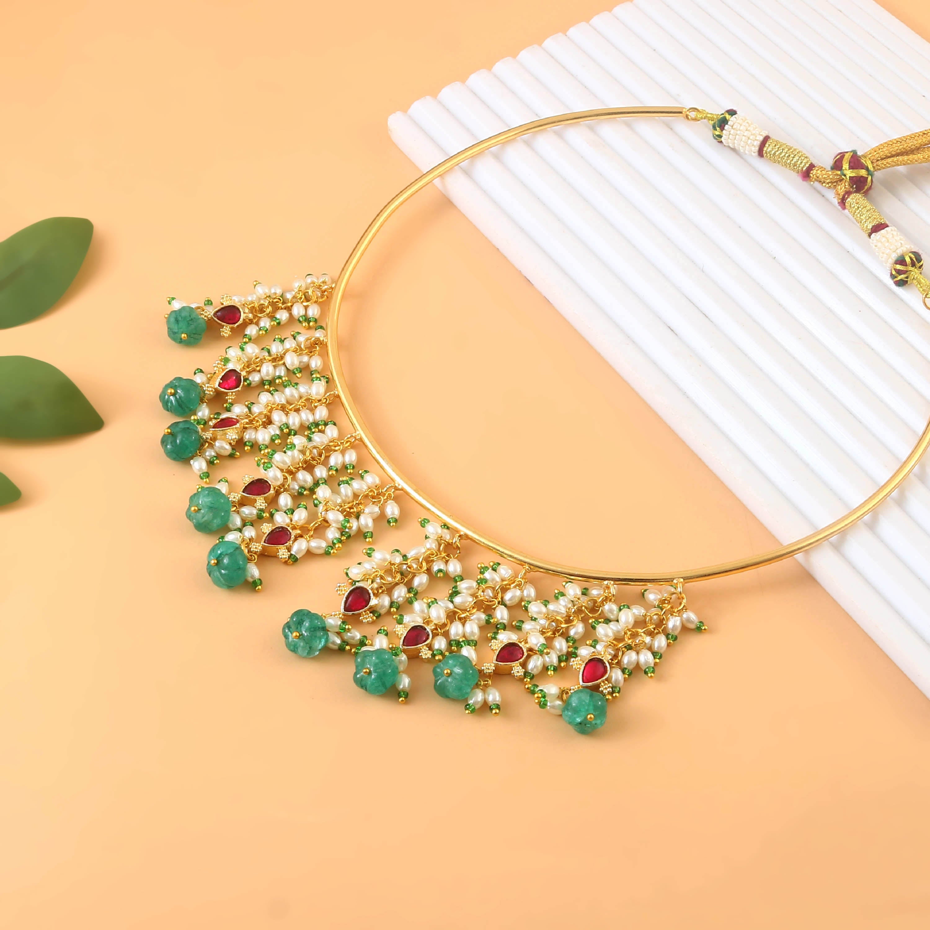 NK-244 - Jadau Kundan Necklace with Emerald