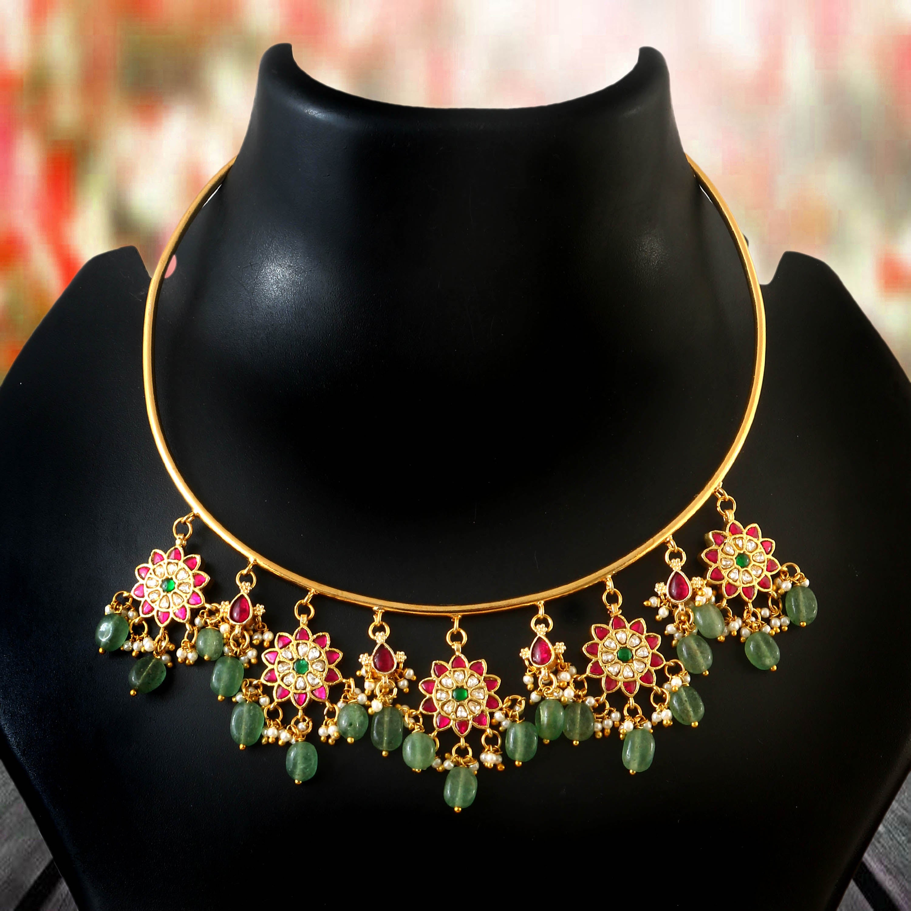 NK-250 - Jadau Kundan Necklace with Emerald