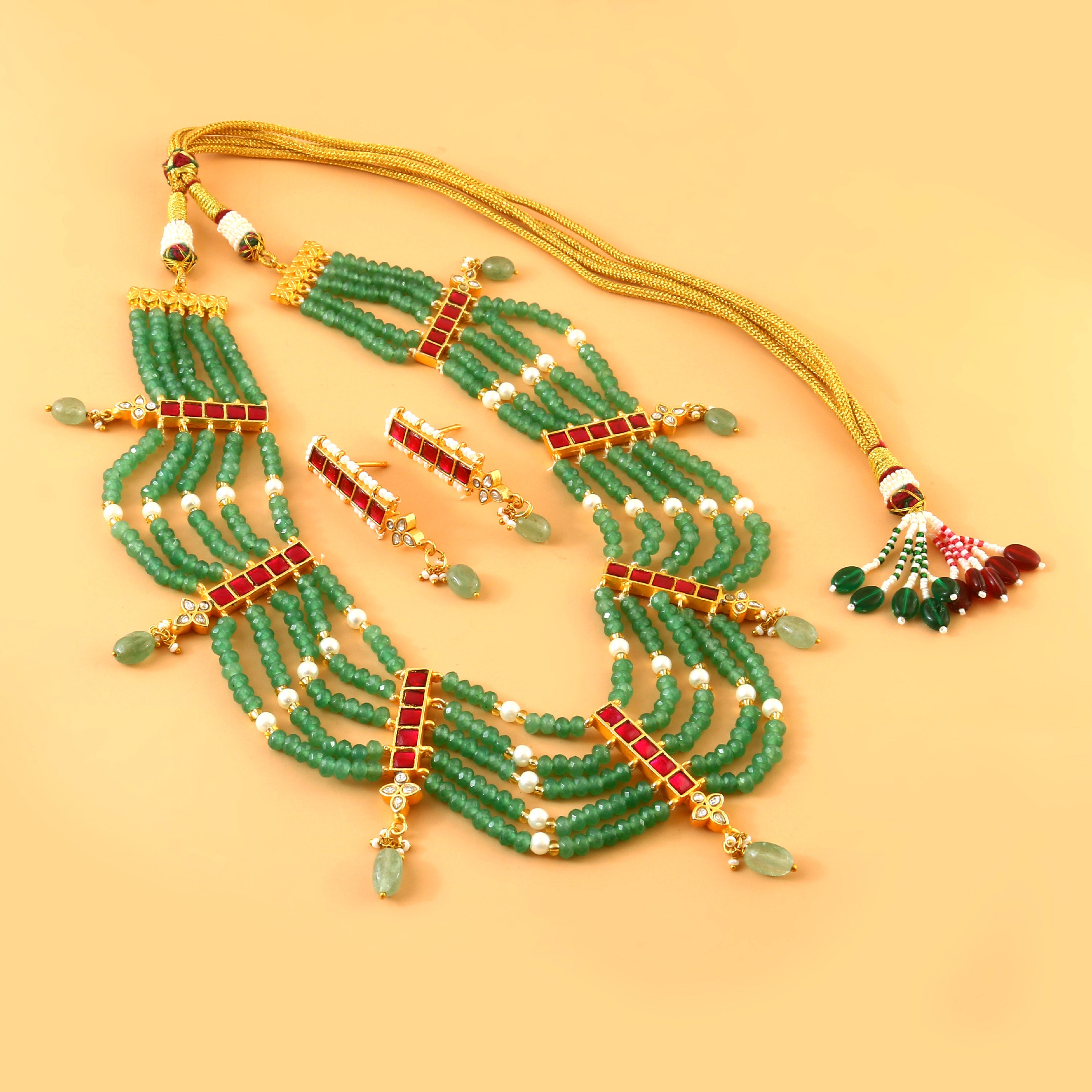 NK-263 - Jadau Kundan Necklace with Emerald