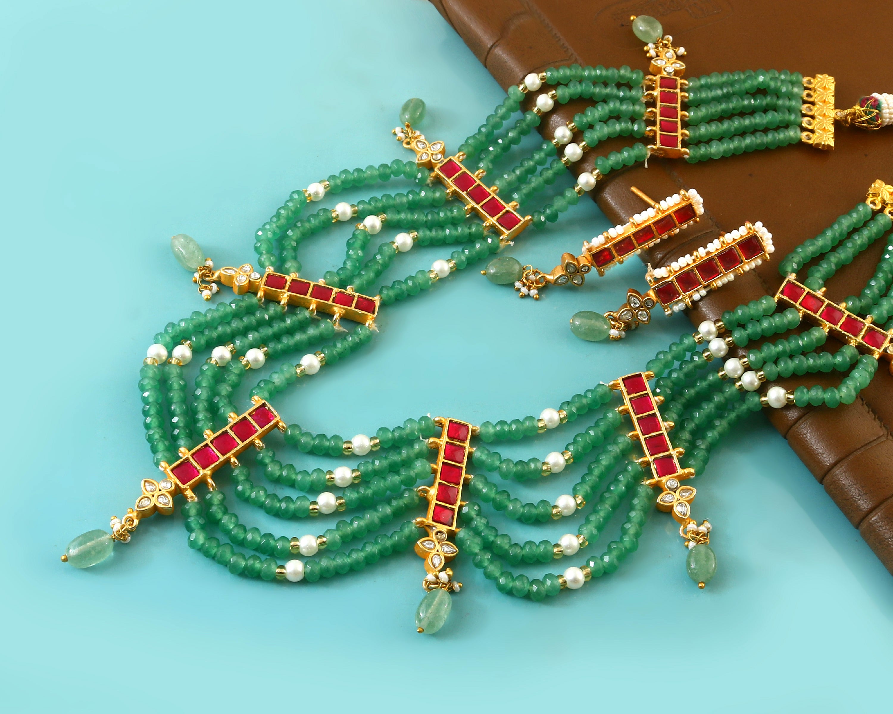 NK-263 - Jadau Kundan Necklace with Emerald