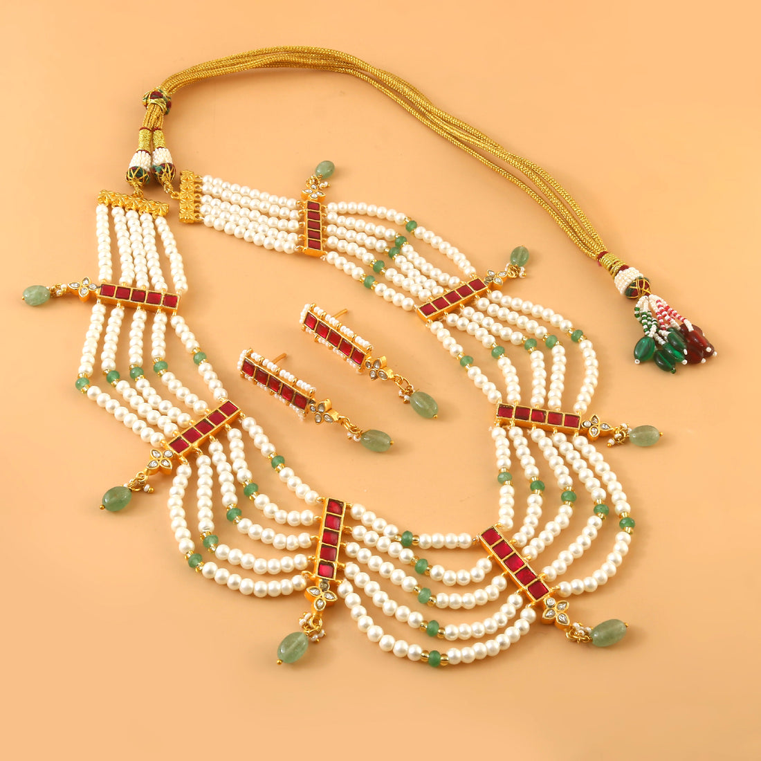 NK-264 - Jadau Kundan Necklace with Emerald